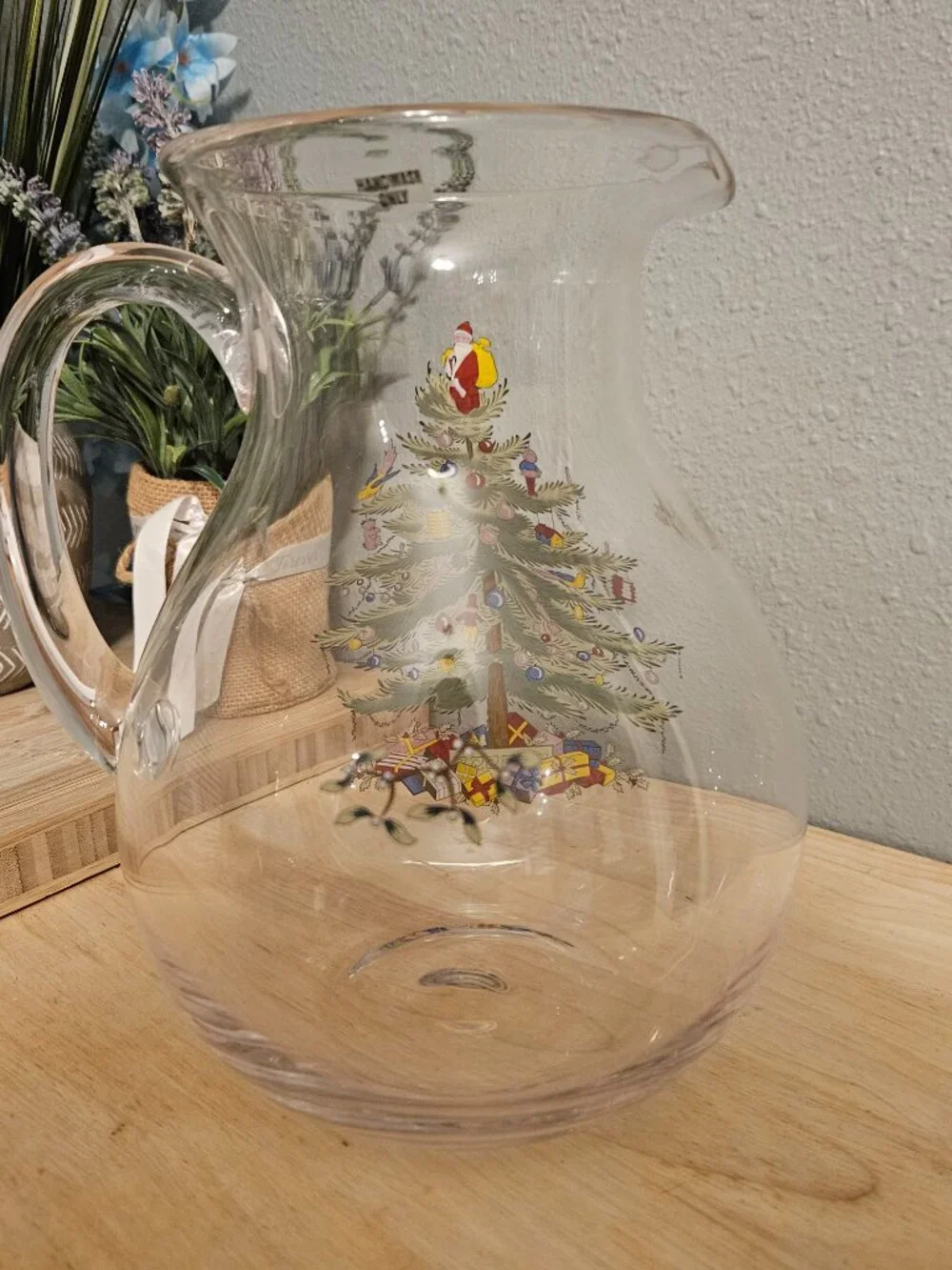 Spode Glass Christmas Pitcher 96 oz